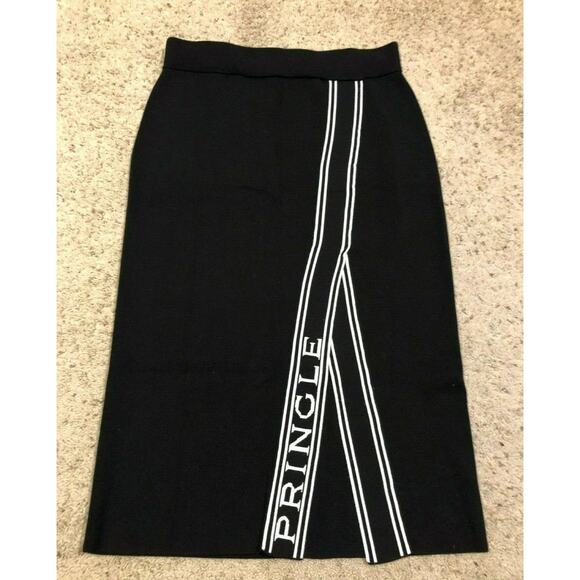 PRINGLE of SCOTLAND H&M size M Midi SKIRT Spell out Front slit Pull on BLACK Z21 - Picture 1 of 4